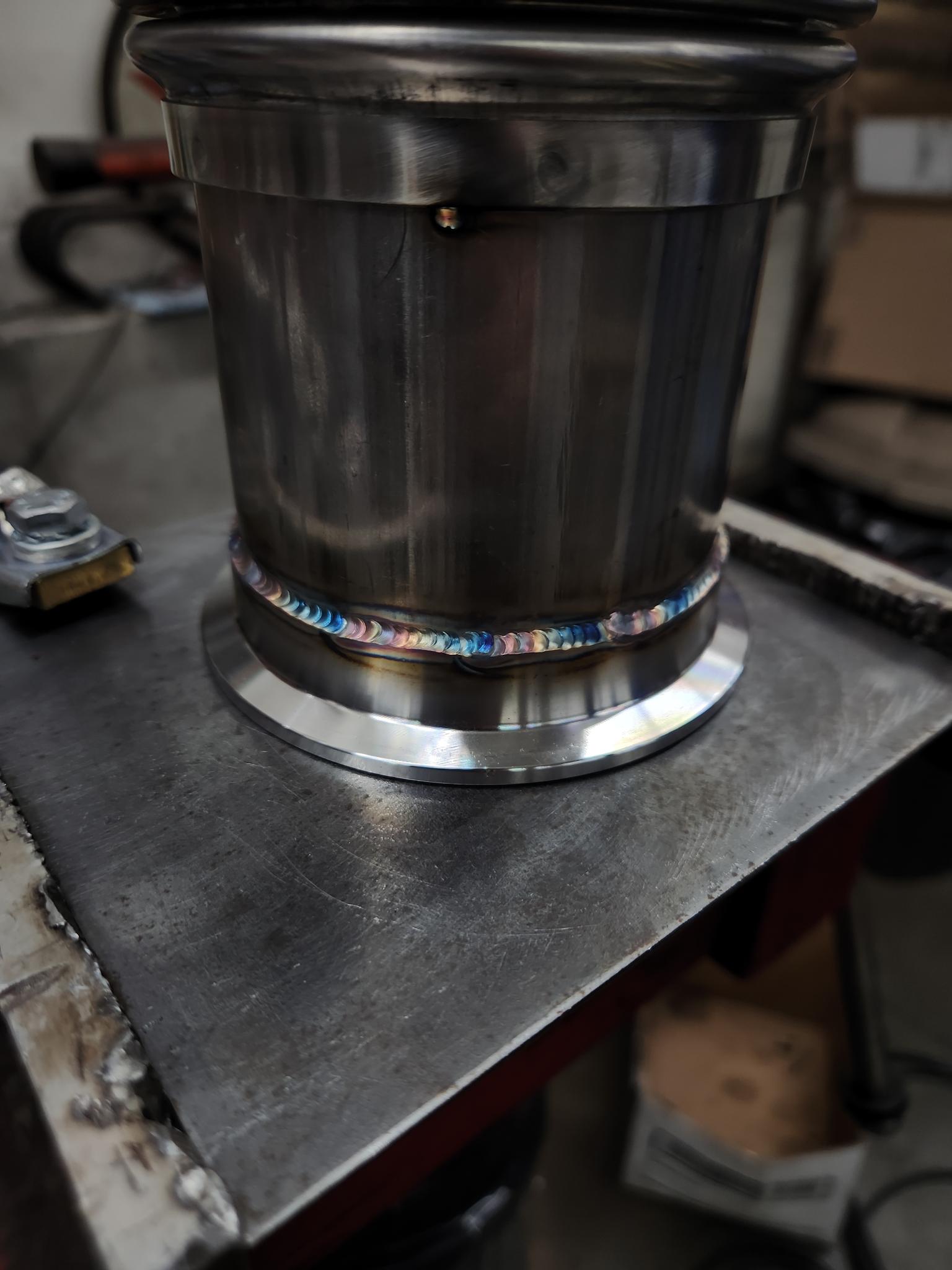 Custom TIG weld on stainless exhaust at Akin Automotive